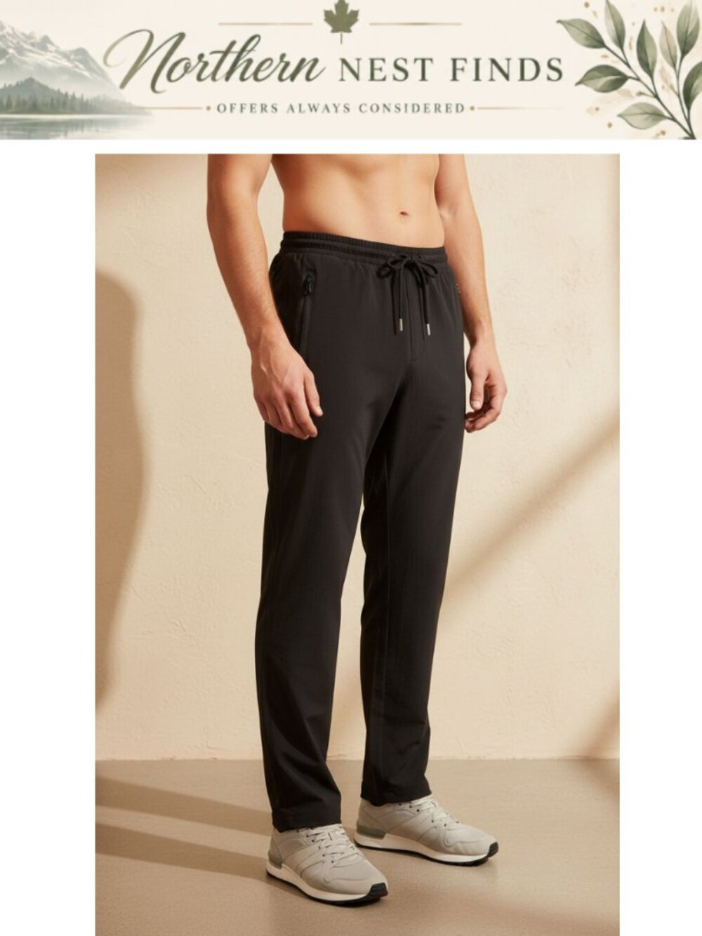 Men's Lightweight Hiking Pants Quick Dry 4-Way Stretch Joggers Zipper Pockets